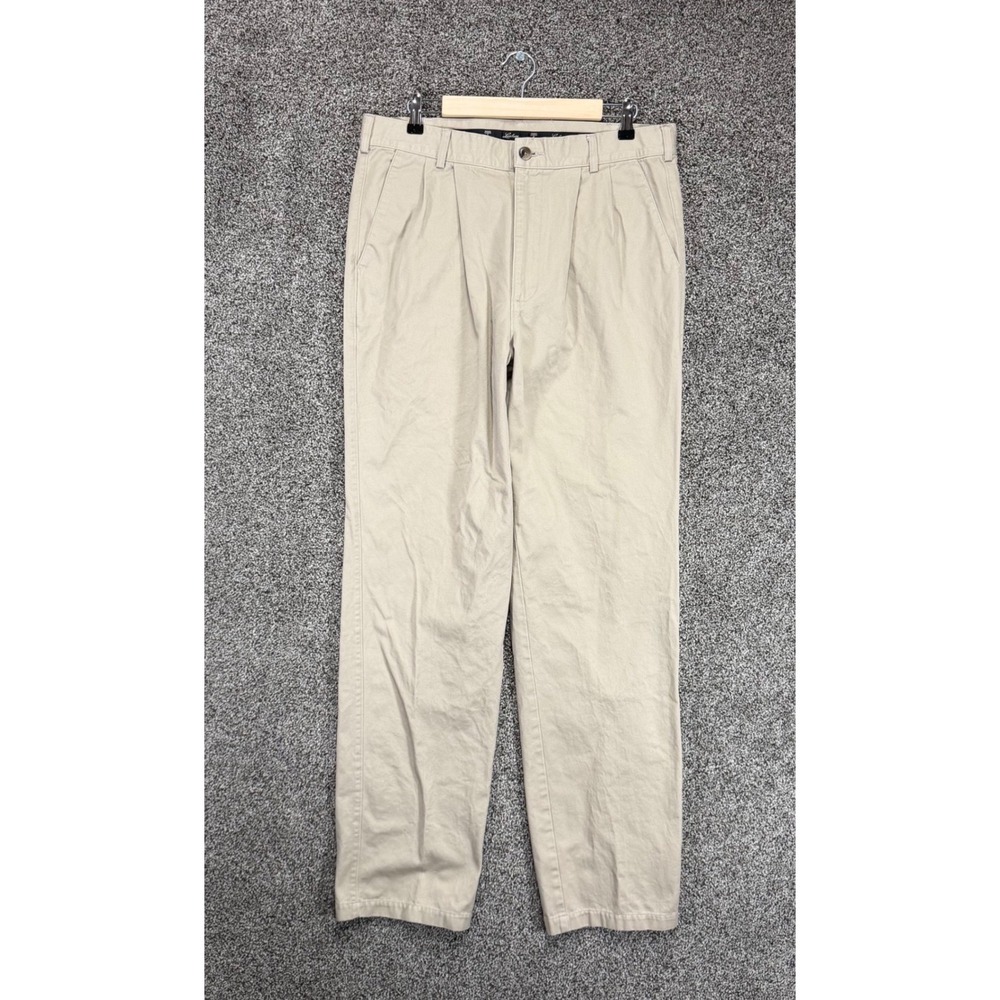 Vintage Lucchese‎ Pants Mens 36/32 (Fits 35/35) Beige Khaki Pleated Chino